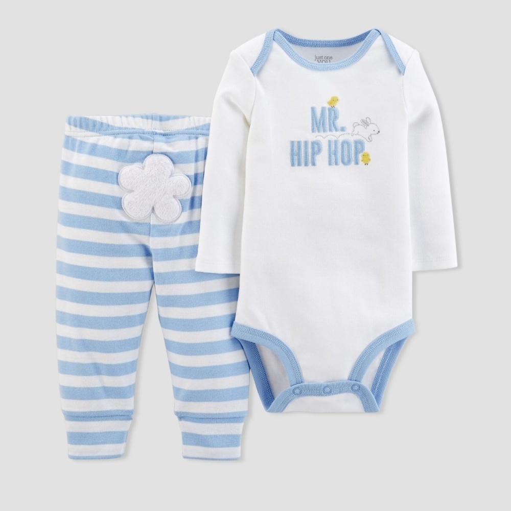 CARTER'S “MR HIP HOP” PANTS SET - BLUE SIZE 12 MONTHS (NEW WITH TAGS) A13